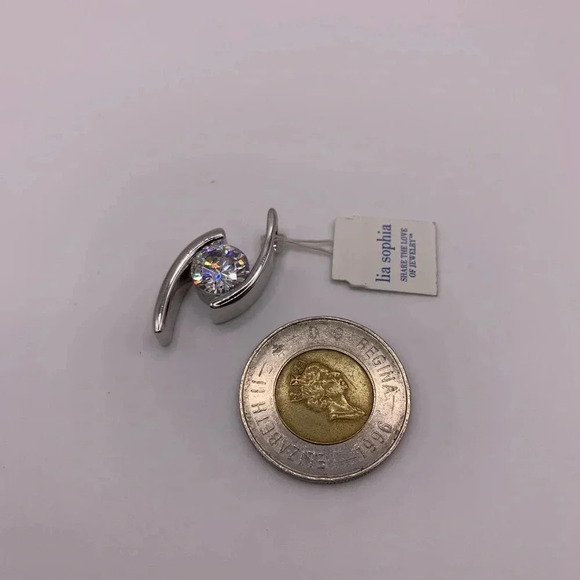 #173 Lia Sophia silver tone  cz pendant - Picture 2 of 4
